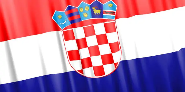 Vector illustration of Wavy vector flag of Croatia