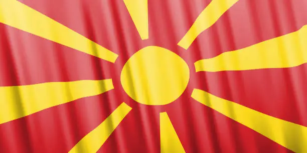 Vector illustration of Wavy vector flag of North Macedonia