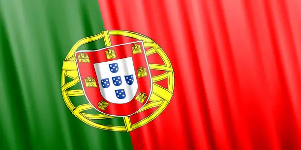 Vector illustration of Wavy vector flag of Portugal