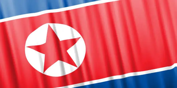 Vector illustration of Wavy vector flag of North Korea