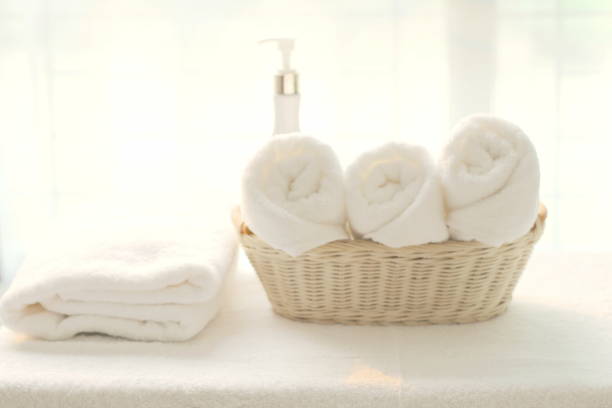 istock Beautiful spa composition on massage table , spa relax concept, copy space , beautiful spa set on wood table 1395663969