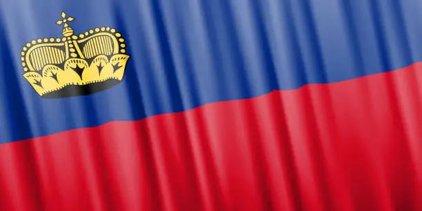 Vector illustration of Wavy vector flag of Liechtenstein