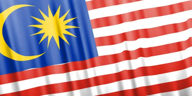Vector illustration of Wavy vector flag of Malaysia