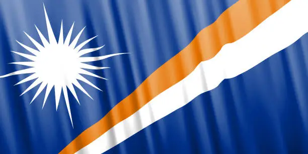Vector illustration of Wavy vector flag of Marshall Islands