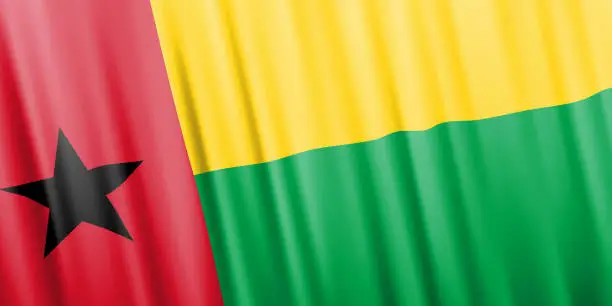 Vector illustration of Wavy vector flag of Guinea-Bissau