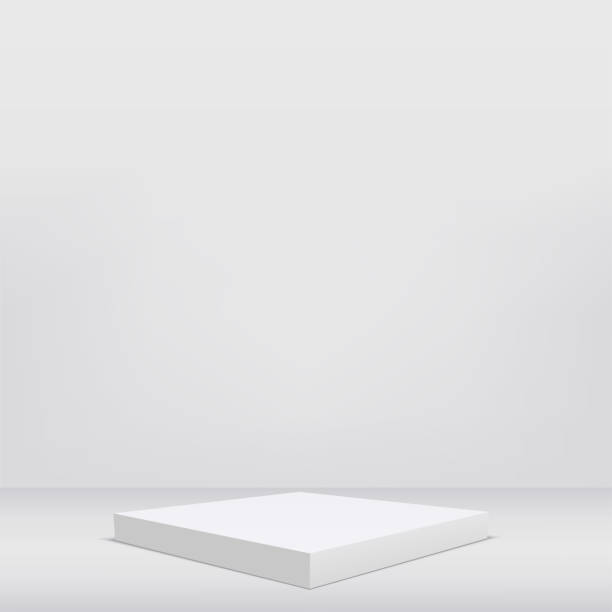 istock Abstract minimal scene with geometric forms. White podium in white background for product presentation. Vector 1395664101