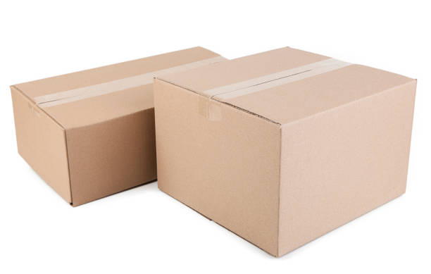 istock Corrugated cardboard box, object isolated on a white background. 1395664979