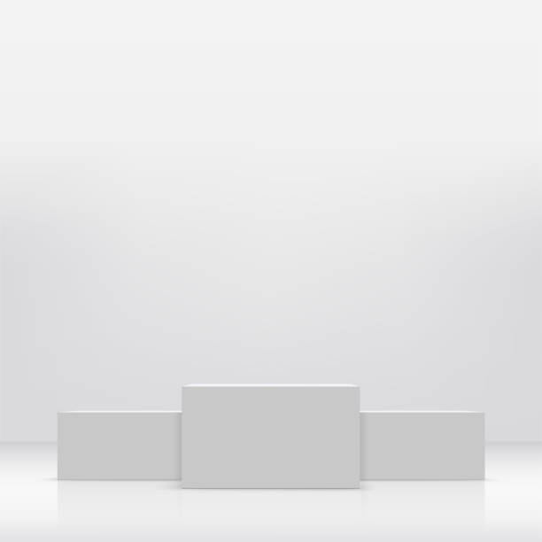 istock Abstract minimal scene with geometric forms. White podium in white background for product presentation. Vector 1395665046