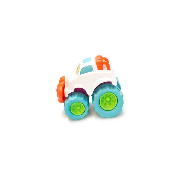 istock Children's toy car with big wheels on a white background 1395666251