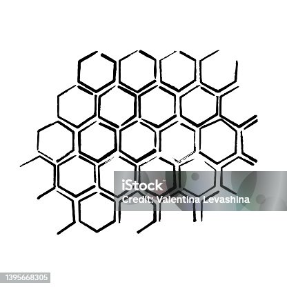 istock propolis honeycomb sketch. hand drawn grunge honey comb. Black and white image bee wax. Bee honey and propolis doodle vector. 1395668305