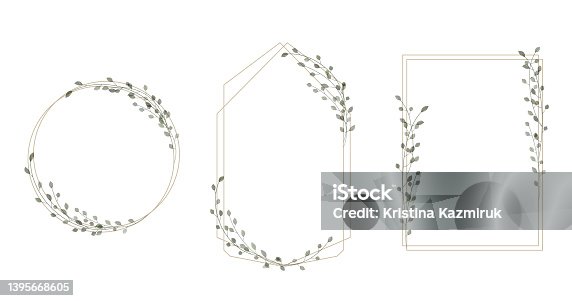 istock Collection of frames in rustic, minimalistic and watercolor style. 1395668605