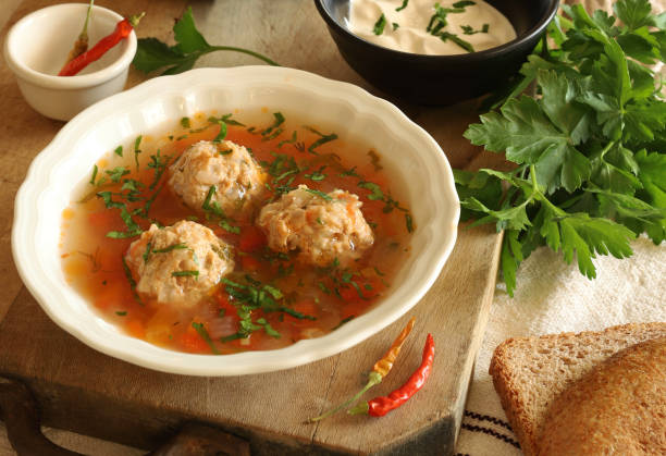 istock Soup with meatballs and vegetables. 1395670795