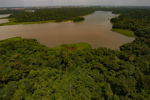 Aerial view of Bacia do Una in Belém, Pará, Amazon, Brazil. 2005.