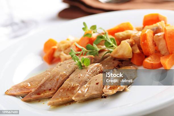 Duck Breast With Vegetables Stock Photo - Download Image Now - Apple - Fruit, Baked, Carrot