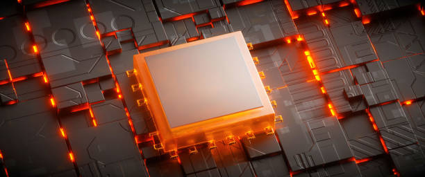 istock 3D rendering of cyberpunk AI. Circuit board. Technology background. Central Computer Processors CPU and GPU concept. Motherboard digital chip. Tech science background. 1395674339