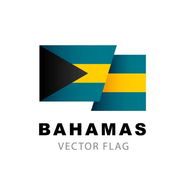 Vector illustration of Colorful logo of the Bahamas flag. Flag of the Bahamas. Vector illustration isolated on white background.