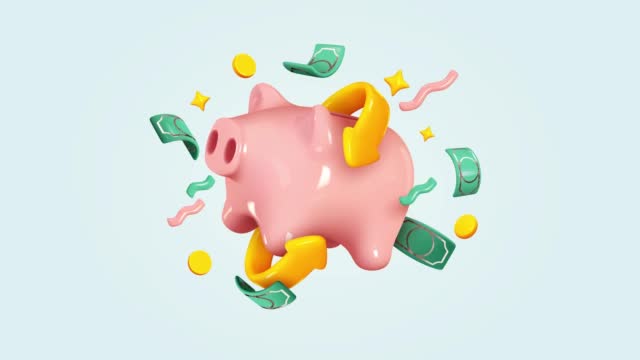 Piggy bank with Money creative business concept