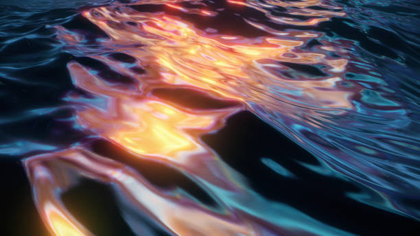 Smooth water waves at sunset close-up