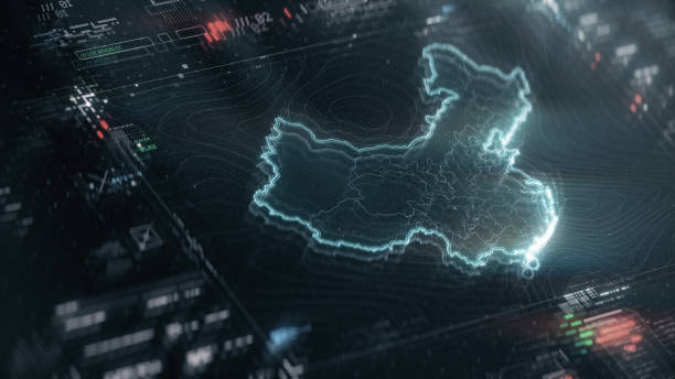 istock Map of China infographics on digital screen 1395681872