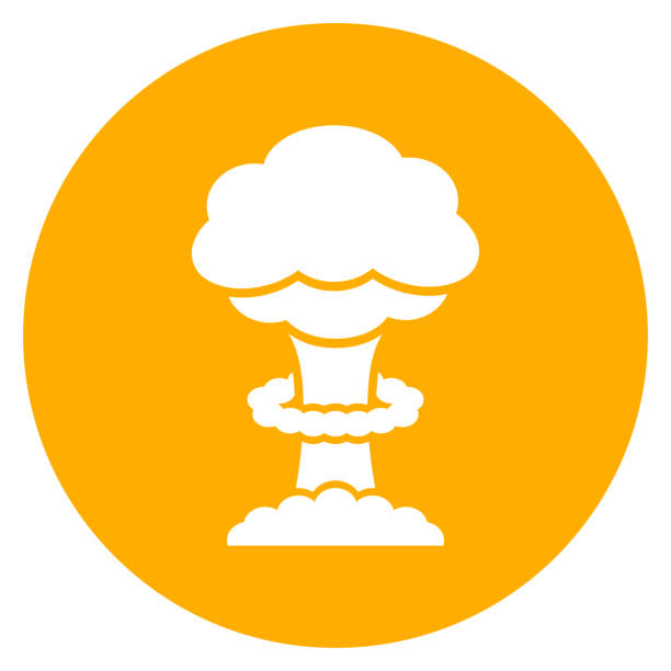 illustrazioni stock, clip art, cartoni animati e icone di tendenza di icona vettoriale della bomba termonucleare, segno di esplosione atomica - napalm