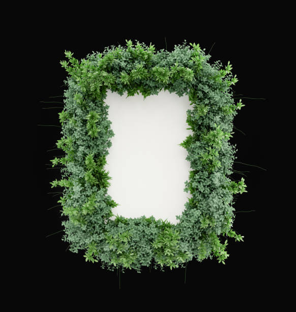 istock Floral vertical frame with green plants greeting and invitation card, 3d Rendering 1395682494