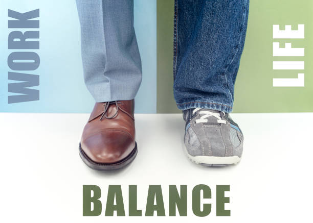 Work life balance career business working shoes and half sports casual shoes stock photo
