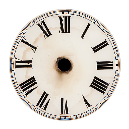 Black and White Clock Face on a tiled wall