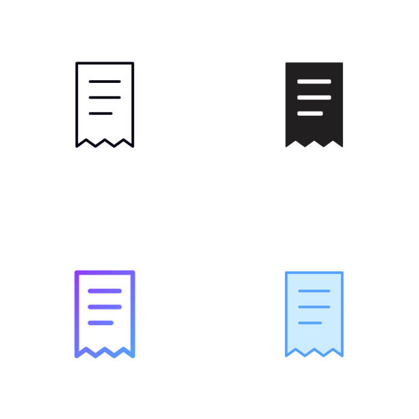 stockillustraties, clipart, cartoons en iconen met receipt icon design in four style with editable stroke. line, solid, flat line and color gradient line. suitable for web page, mobile app, ui, ux and gui design. - kassabon