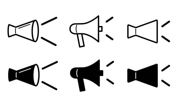 megaphon-symbol - information symbol audio stock-grafiken, -clipart, -cartoons und -symbole
