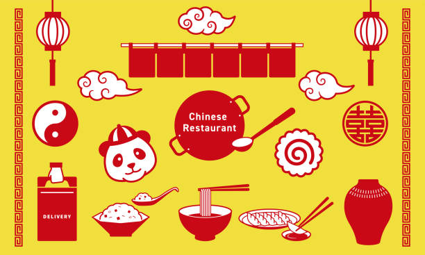 мотивы китайского ресторана - asian cuisine illustrations stock illustrations