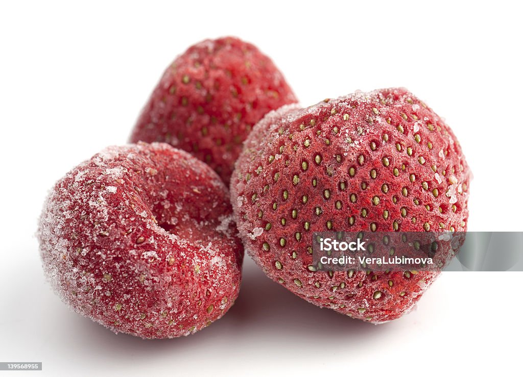 Drei gefrorene Erdbeeren - Lizenzfrei Eingefroren Stock-Foto