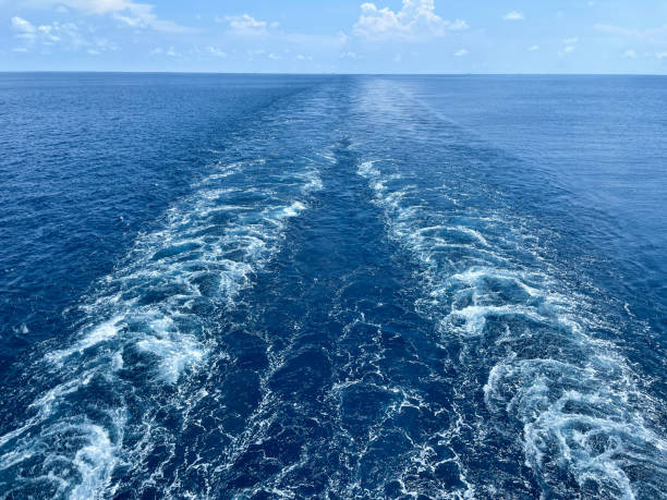 istock sea horizon with waves from cruise ship 1395690313