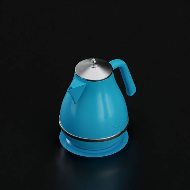 istock Vintage kattle teapot, retro kitchen isometric appliance, 3d rendering 1395691197