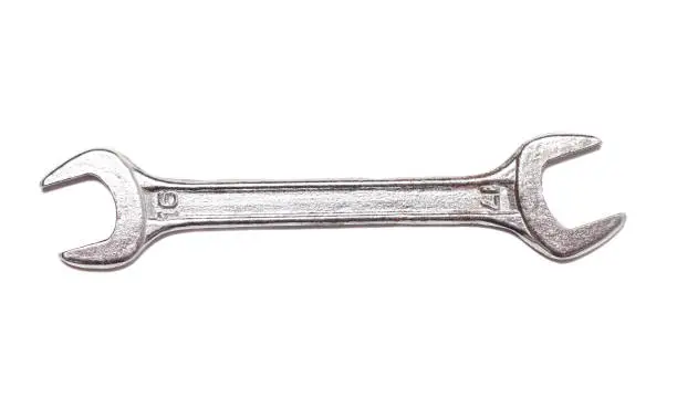 Photo of Wrench metal spanner isolated on white background