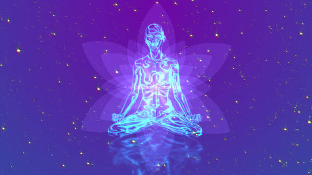 istock Meditation with floral and space background 1395693282