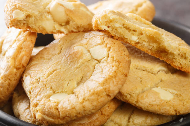 istock Homemade cookies with macadamia nuts and white chocolate close-up. horizontal 1395693695