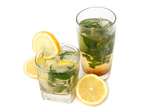 アイスティー - green tea ice tea ice cube mint ストックフォトと画像