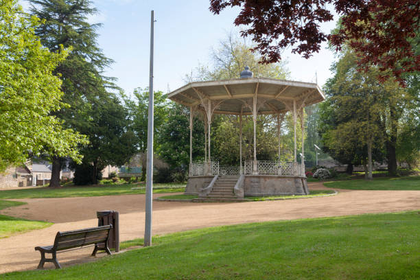 Bandstand of the Public Garden of Guingamp Bandstand in the Public Garden of the town of Guingamp in the Côtes-d'Armor, Brittany. guingamp brittany stock pictures, royalty-free photos & images