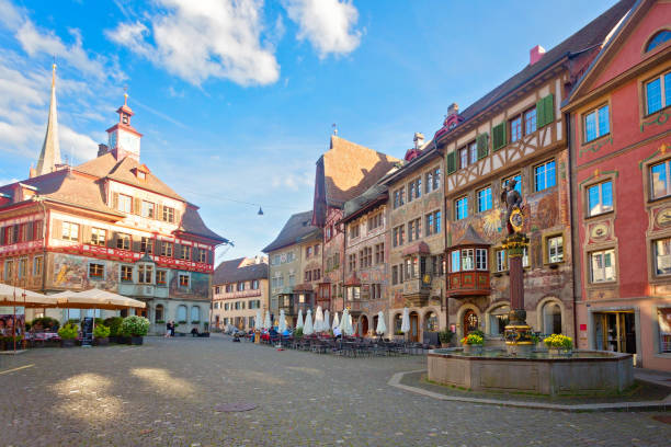 Medieval town of Stein am Rhein, Switzerland stock photo