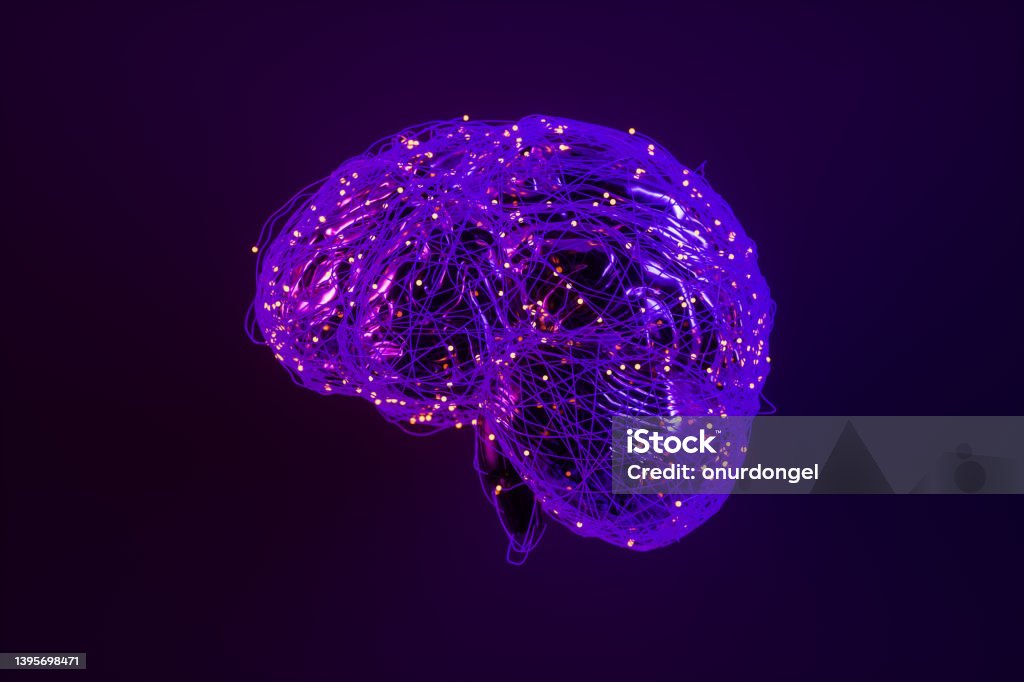 Digital Brain, Artificial Intelligence And Deep Learning Concept With Connection Dots And Plexus Lines Artificial Intelligence Stock Photo