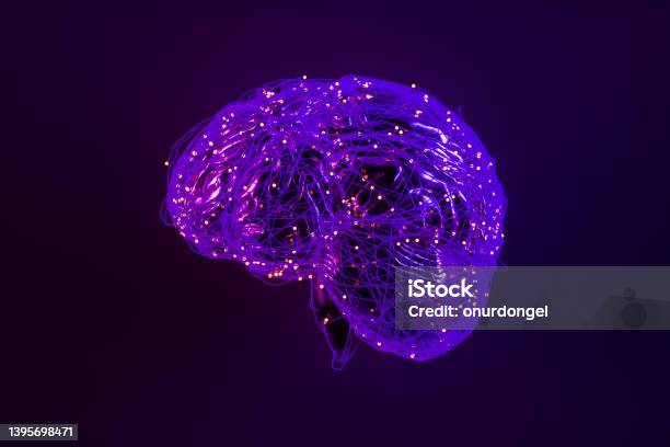 Digital Brain Artificial Intelligence And Deep Learning Concept With Connection Dots And Plexus Lines Stock Photo - Download Image Now