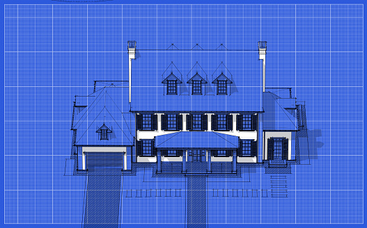 This is a picture of an architectural drawing overlaid onto a blueprint themed background. Great for a technical looking background, CD cover, or book cover. Background image appears clearer when viewed at a larger scale.