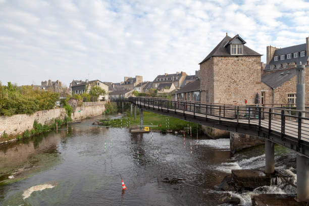 Footbridge over the Trieux in Guingamp Passerelle sur le Trieux is a footbridge over the river Le Trieux at Guingamp with the island of St Michel to its left."n guingamp brittany stock pictures, royalty-free photos & images