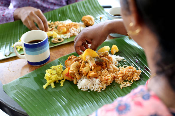South Indian meals traditional food on banana leaf, Festival Day food