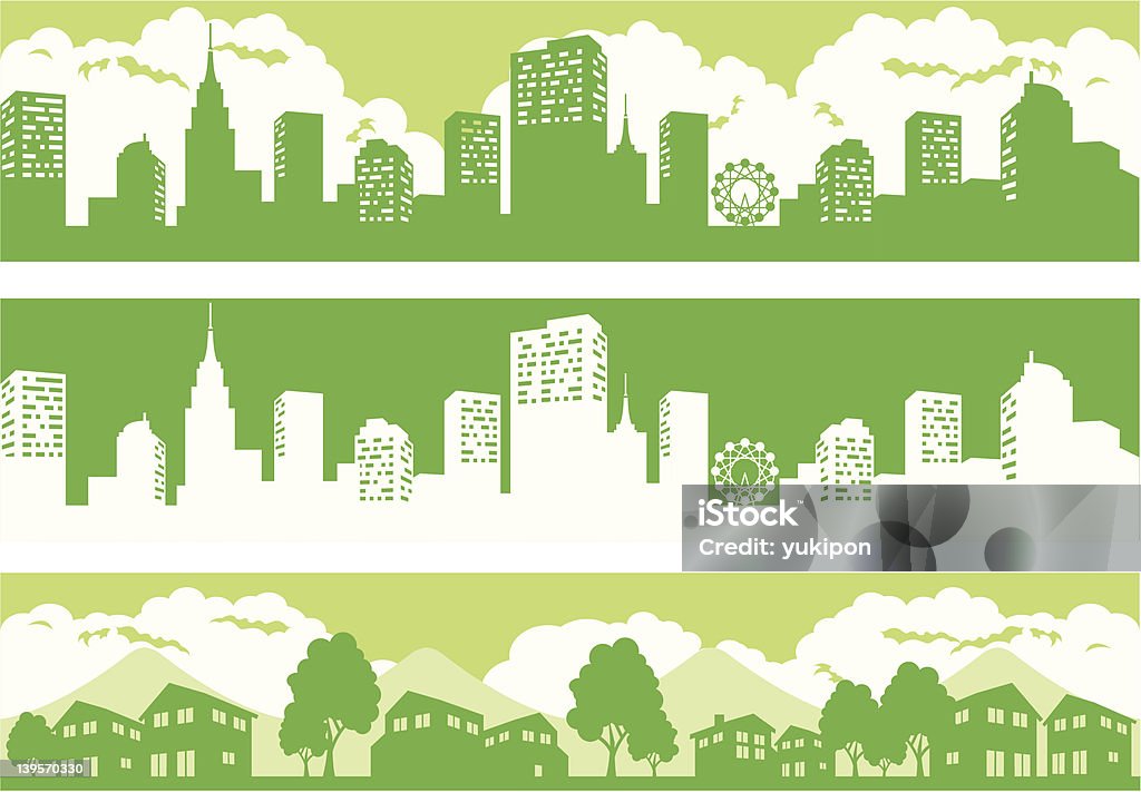 Набор город city - Векторная графика Силуэт роялти-фри