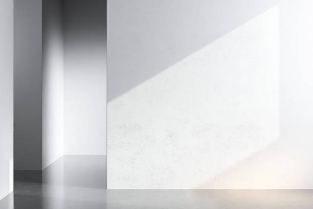 istock Empty room without furniture, white wall, concrete floor and soft 1395703372