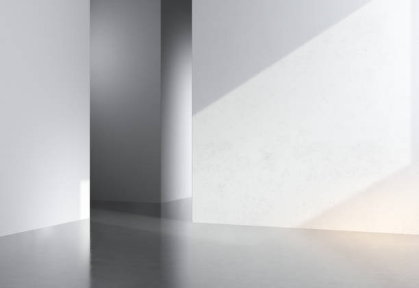 istock Empty room without furniture, white wall, concrete floor and soft 1395703375