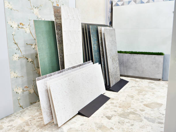 istock Porcelain stoneware tiles in store 1395704921