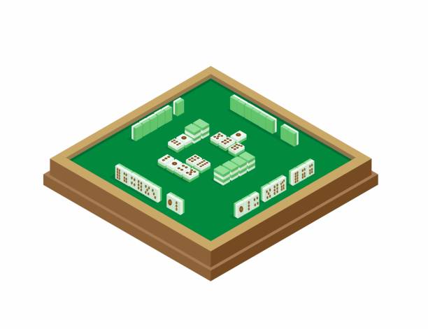 illustrations, cliparts, dessins animés et icônes de mahjong jeu de table isométrique illustration vectorielle - mahjong