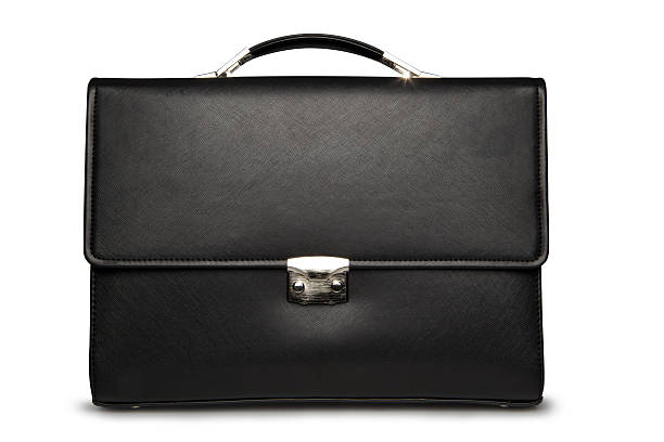 Business case on white.  Front view Black business briefcase with shadow on white background and clipping path briefcase photos stock pictures, royalty-free photos & images
